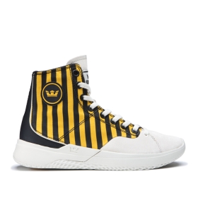 Supra Mens STATIK Caution Stripe/bone High Top Shoes | CA-73614